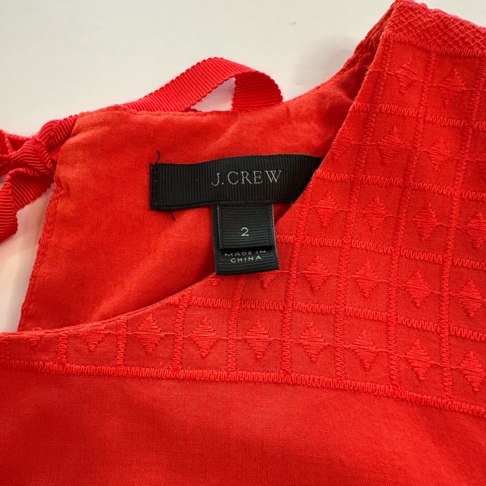 J.Crew Dress Flutter Sleeve Eyelet Shift Orange Red Women’s Size 2 - Picture 10 of 12